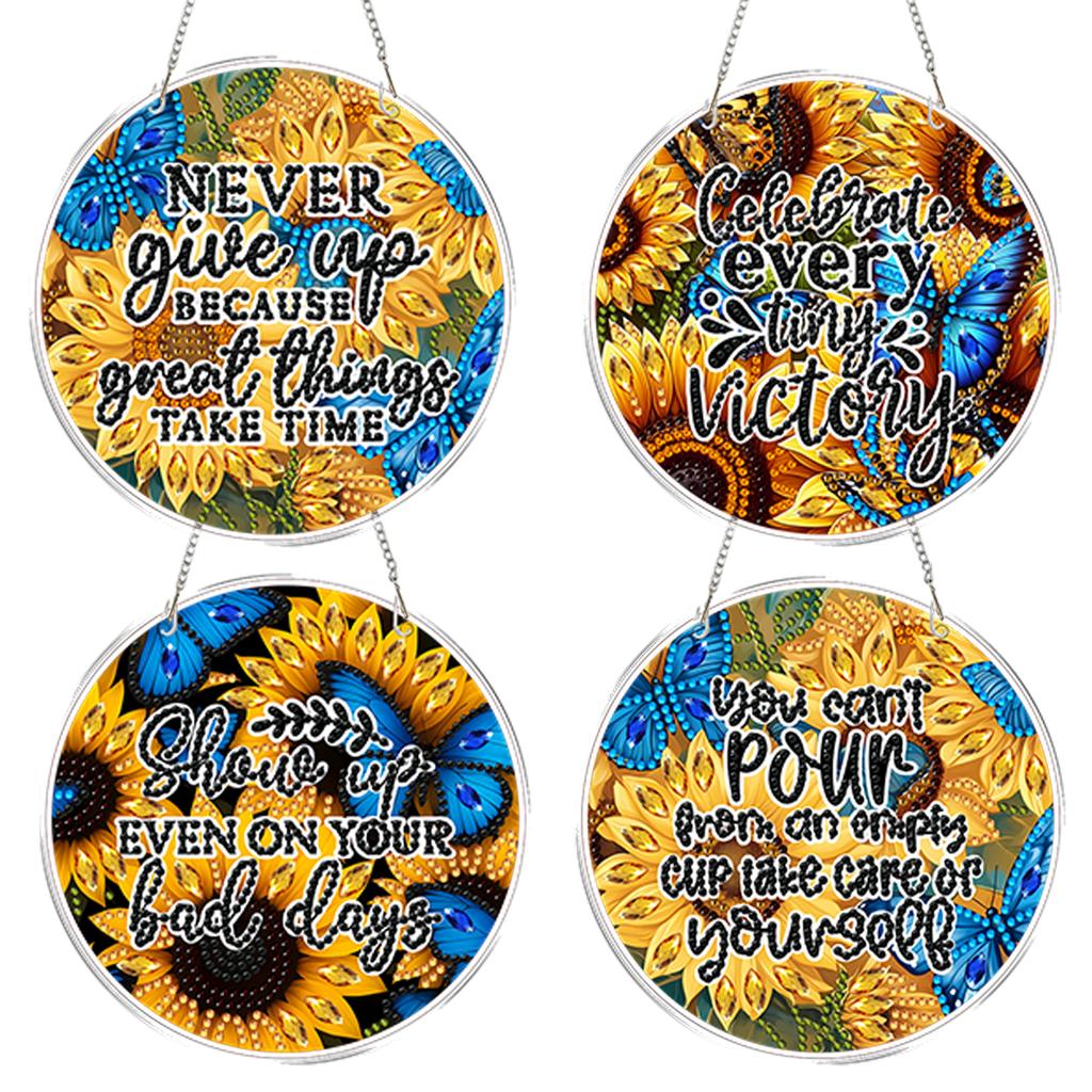 4pcs DIY 2D Flat Acrylic Diamond Painting Dots Pendant Special Shaped 5D Diamond Art Painting Window Pendants for Home Decor