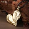 Новая матовая золотая неправильной формы любовь длинная подвеска, женское преувеличенное сердцевидное высококлассное кожаное шнурковое длинное ожерелье