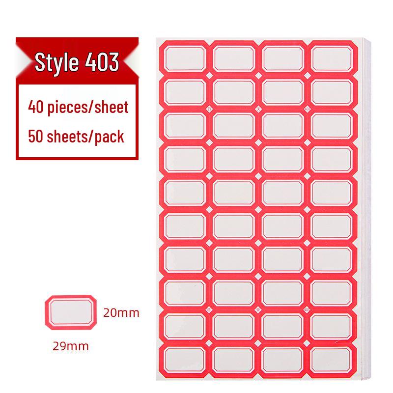 Colored Self-Adhesive Label Stickers for Handwriting, 50 Sheets - Office Use Name & Price Tags