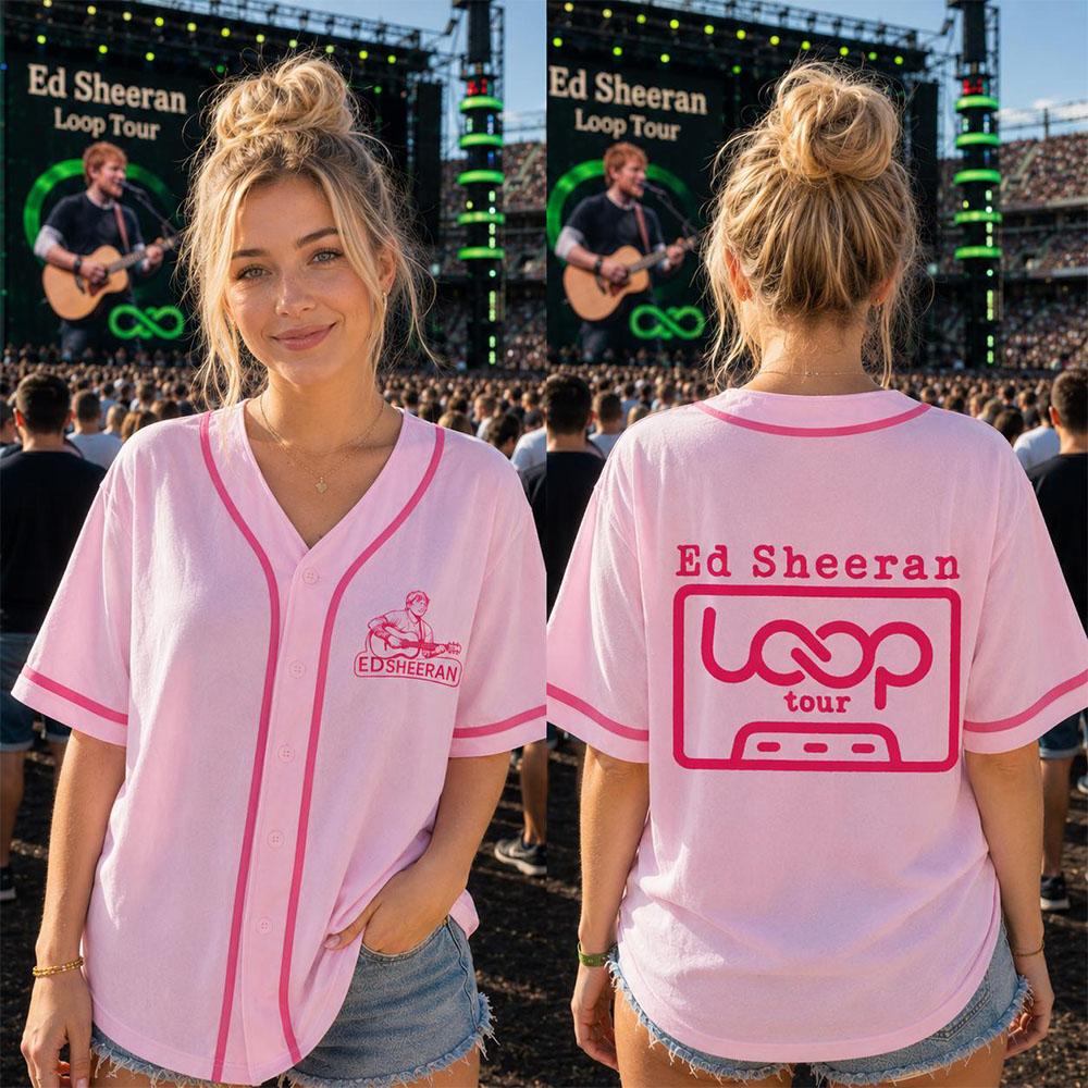 Ed Sheeran Loop Tour 2026 Baseball Jersey Summer Loose Fashion Unisex Streetwear Tops Graphic Print Merch Short Sleeve Soft Tees