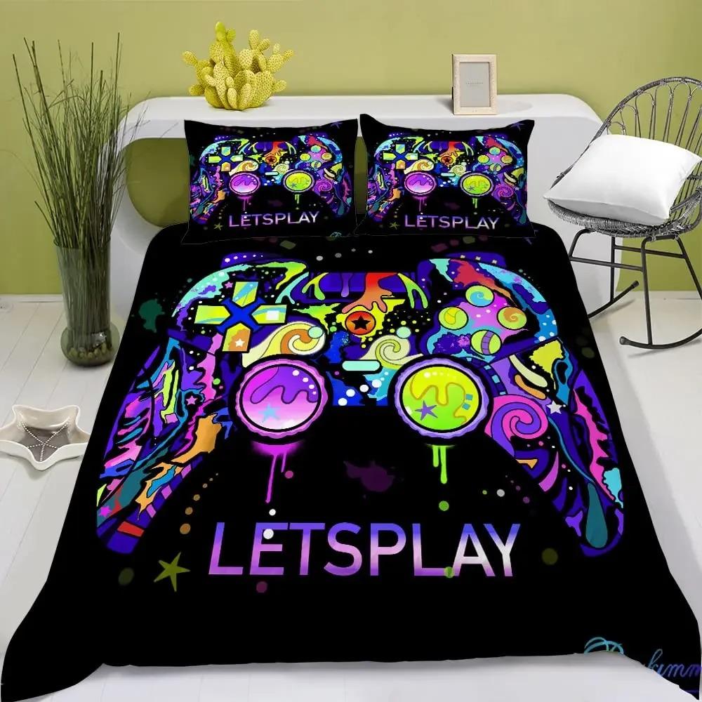 Play Designs Duvet Cover Pillowcase Gaming Bedding Set Video Games Adult Boy Girl Bedroom Decoration Single Double Size
