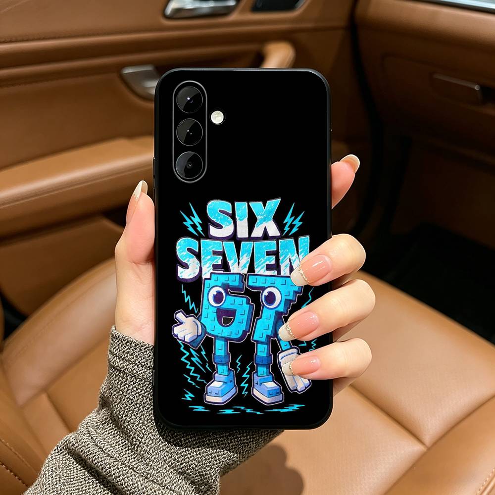 Чехол-бампер Steal A Brainrot Six Seven из мягкого силикона для Samsung Galaxy A73/A71/A72/A70/A53/A52/A51 - Черный