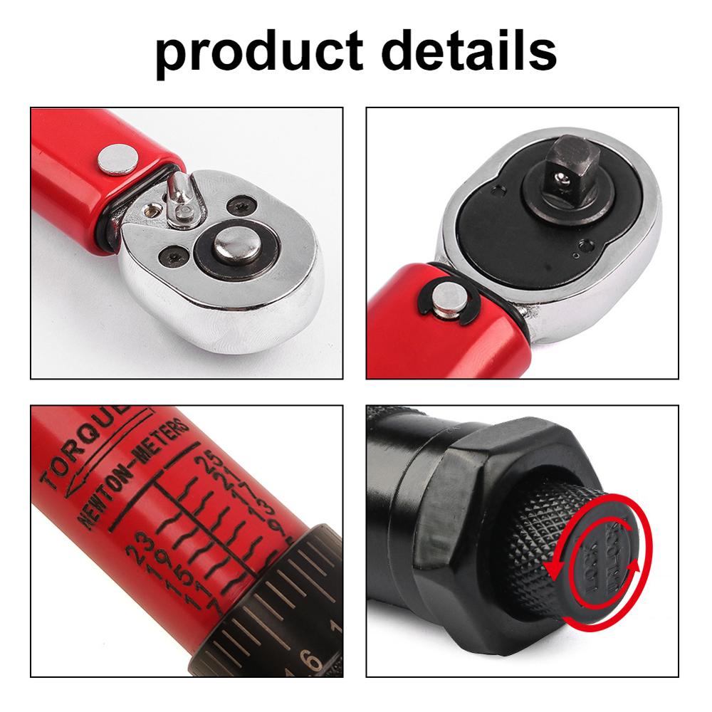 Регулируемый динамометрический ключ 1/4 дюйма, гаечный ключ 5-25 Нм, ручной инструмент, велосипед, мотоцикл, автомобиль, ремонт