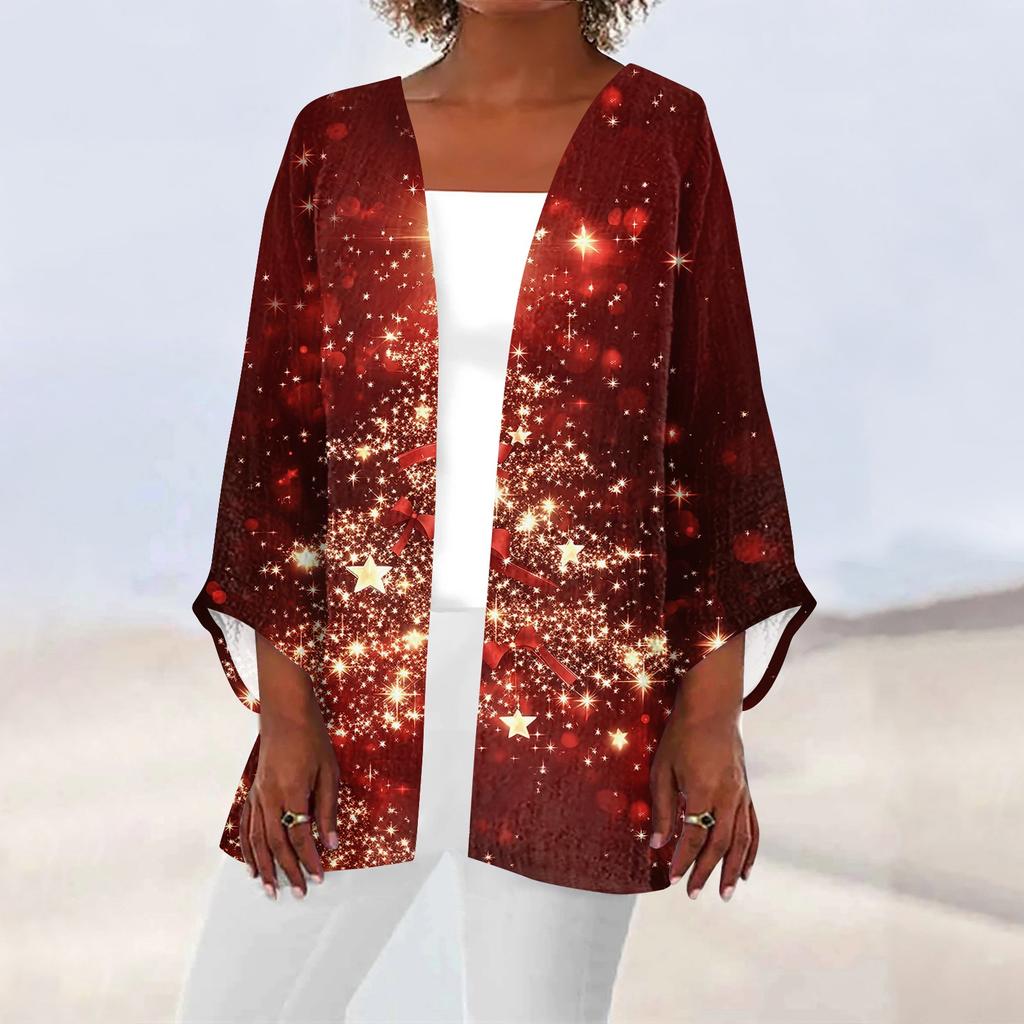 Women's Casual Fashion Printed Lightweight Mid-length Jacket Cardigan