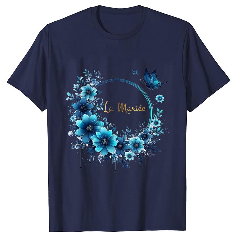 Team Bride Top Future Bride Tshirt Bridal Shower Wedding Bachelorette Party EVJF Flower Wreath Tees for Women Single Farewell
