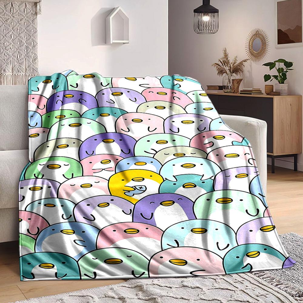 1pc Penguin Parade Blanket, Lightweight Flannel Throw Blanket For Sofa, Bed, Travel, Camping, Living Room, Office132