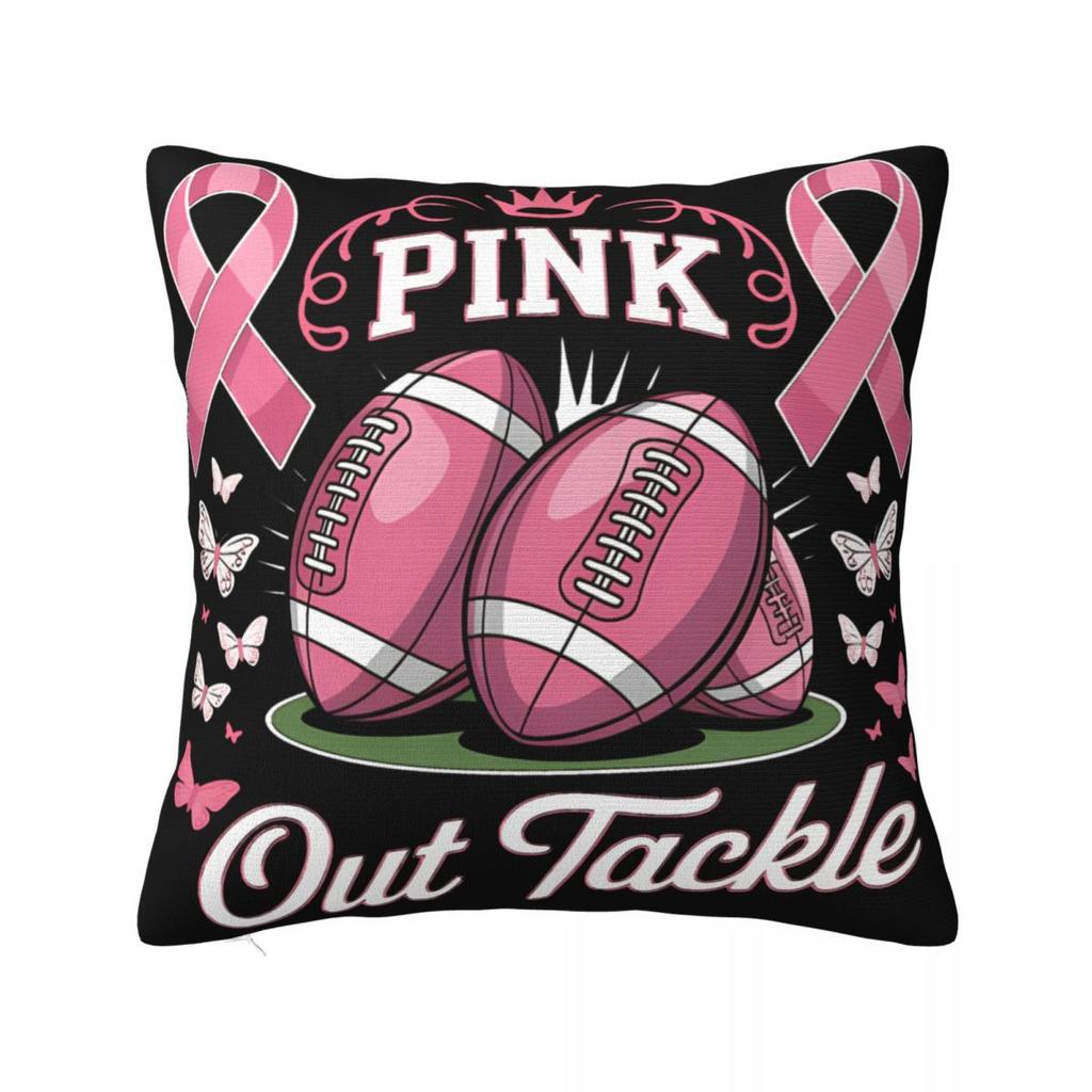 For Breast Cancer Support With Pink Ribbon Pillowcase Polyester Cushion Cover Decor Throw Pillow Case Cover Home Zipper 4040cm