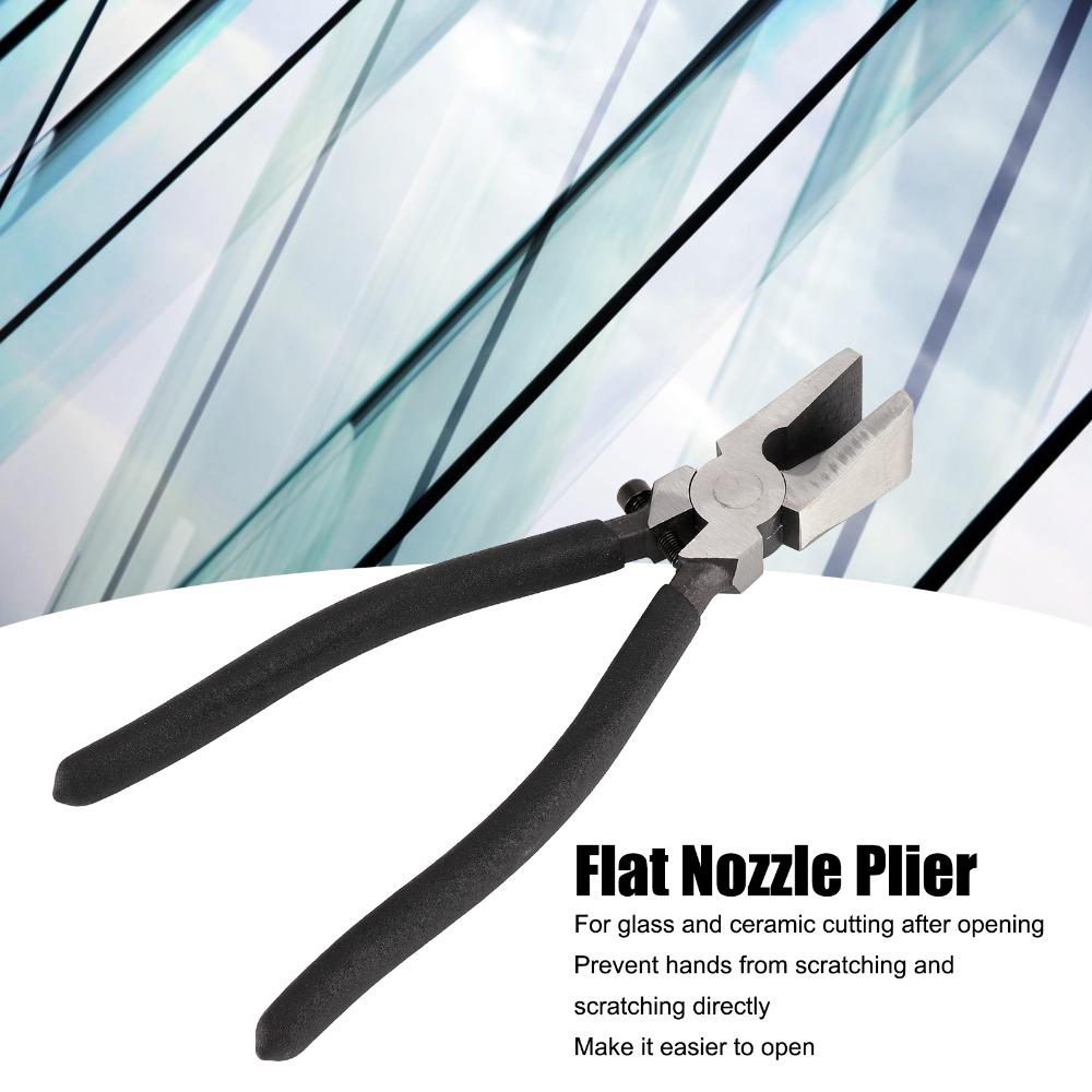 Black Glass Pliers Rubber Tips Flat Nose Pliers Glass Breaking Tool Stained Glass and Mosaics Work