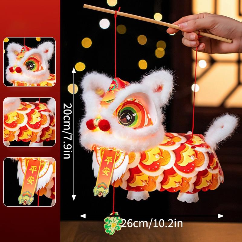 Rabbit Lion Lantern DIY Material Package Handheld Lanterns Party Gift for Friends Chinese New Year Decoration Photo Props 5