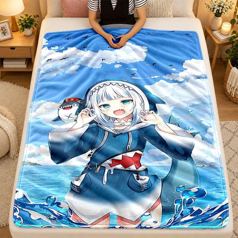 Flannel BlanketVtubers Warm Soft Throw Blanket for Indoor Sofa Bed Living Room Use