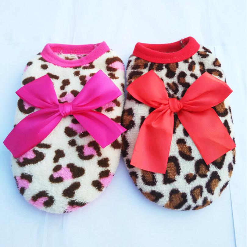Adorable Coral Fleece Puppy Clothes With Leopard Print For Fall And Winter Celebrations