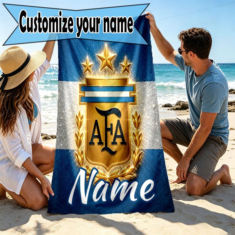Custom Name Personalized AFA Print Beach Towel, for Trip Camping Beach Party Home Decor, Birthday Gift for Family & Friends