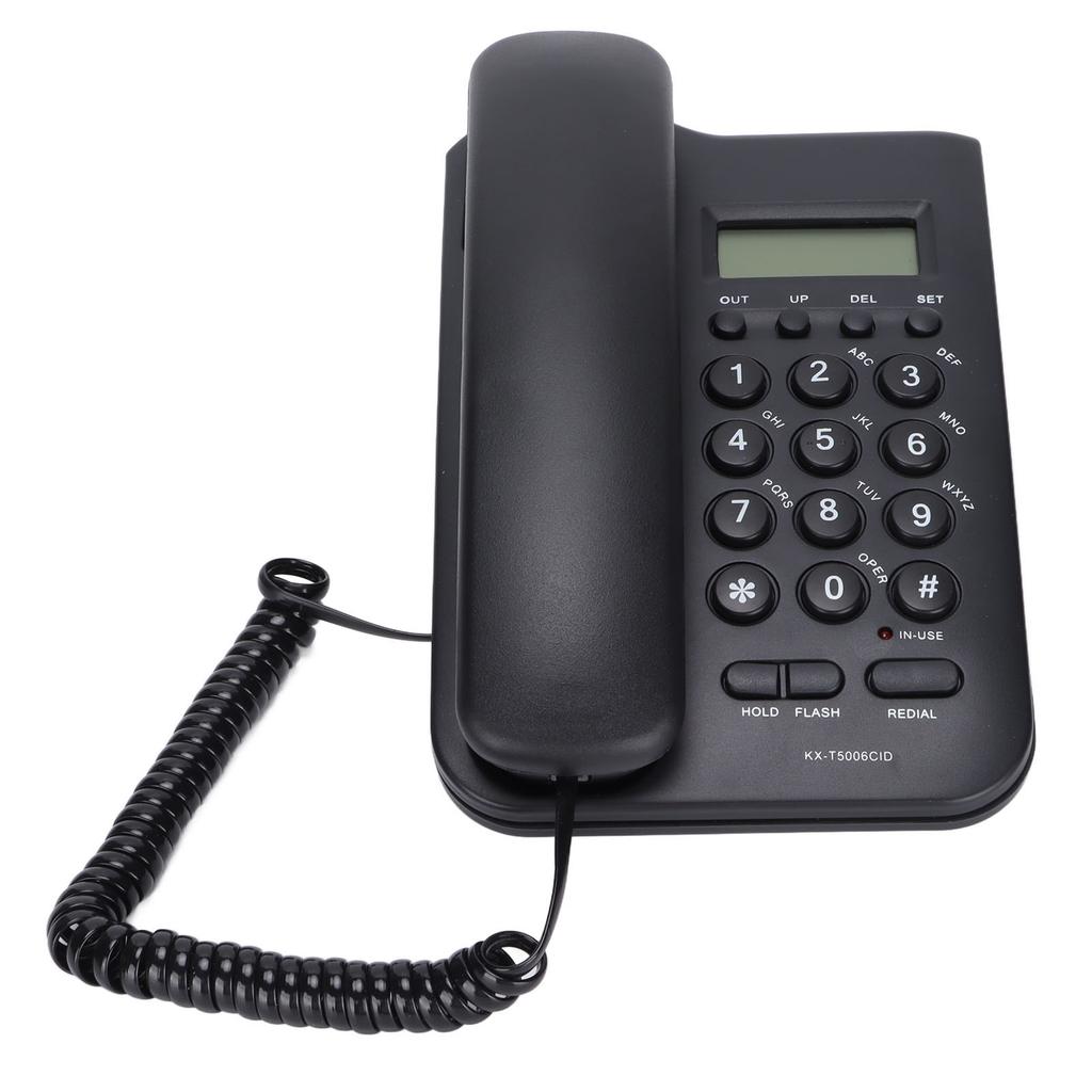 Semi Hands Free Dial Corded Phone Caller ID Wall Mounted Free Battery Wired TelephoneBlack