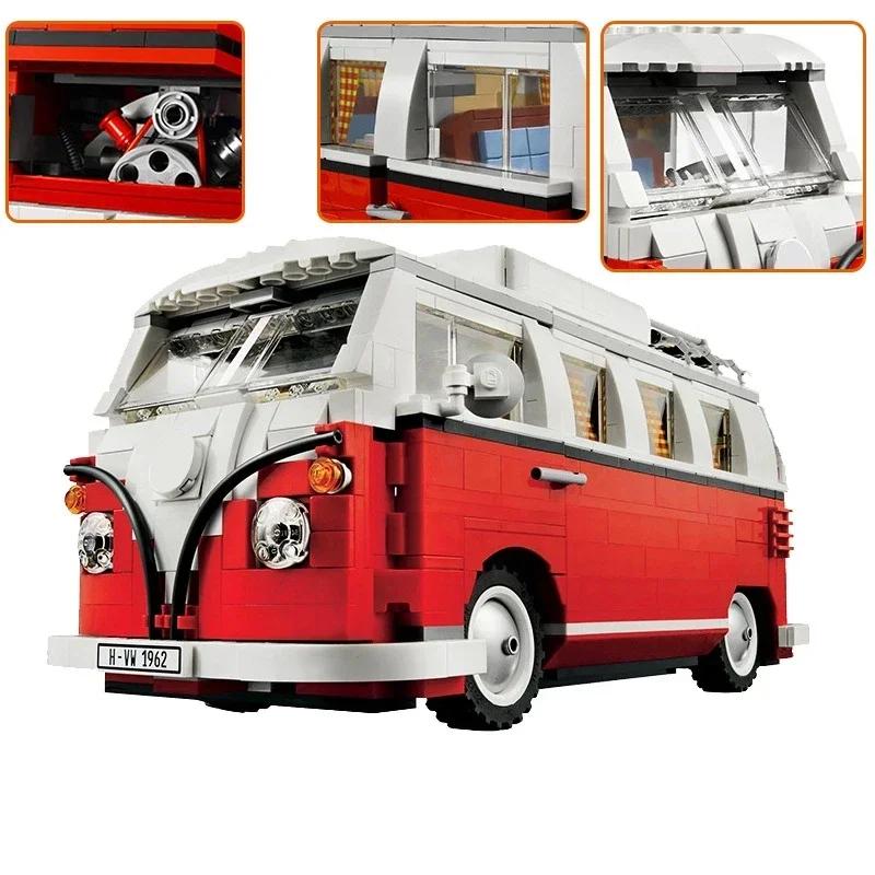 1354PCS Volkswagen T1 Camper Bricks Van Car Bluding Blocks High Techc Ideas Bus Compatible Technical 10220 Toy Child Gift