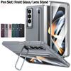 Чехол для телефона Funda со слотом для стилуса для Samsung Galaxy Z Fold 7 6 5 4 3 Переднее стекло Металлическая линза Подставка ПК Защитная крышка Capa