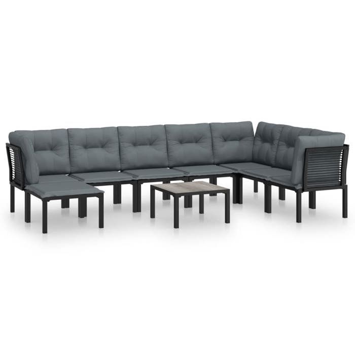 Maison Exclusive - Salon de jardin 9 pcs noir et gris résine tressée
