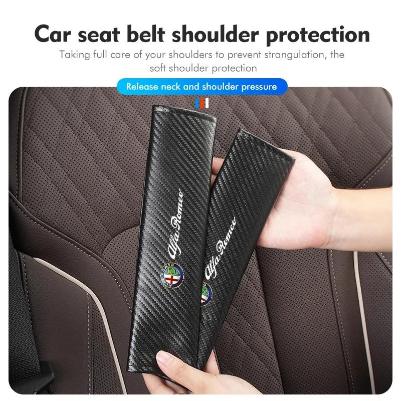 ULXMV1 Universal Carbon Car Seat Shoulder Strap Pad Protection Cover For Alfa Romeo Giulietta GT 159 147 156 Mito Brera Giulia Spider