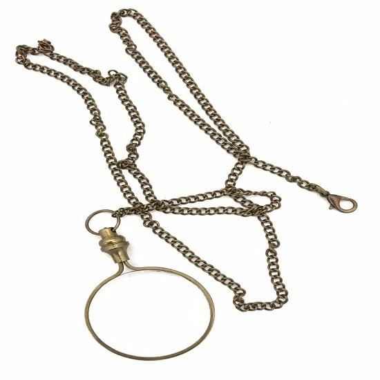 Magnifying Glass Solid Brass Pocket Magnifying Glass With Lockable Clip Chain Brass Magnifier Monocle