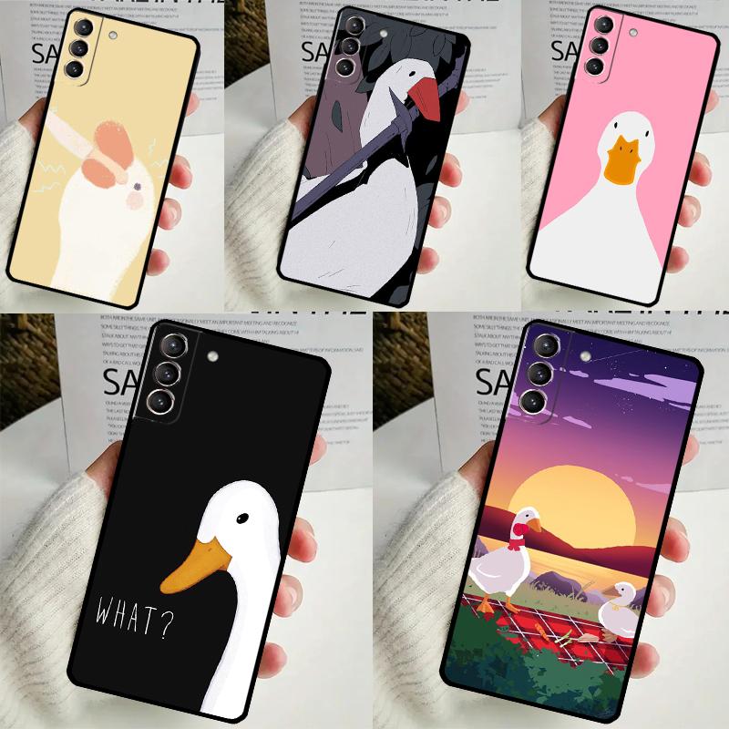 Cartoon Funny Goose Case For Samsung Galaxy S24 S23 Ultra S22 S20 FE S21 FE Note 10 20 S8 S9 S10 Plus Cover