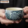 130 мл антикварная фарфоровая чашка Ru Kiln, цветущий цветок, архат, китайский мастер, чайная чашка, кофейная кружка, чайный сервиз Chazhan Kungfu, посуда для напитков