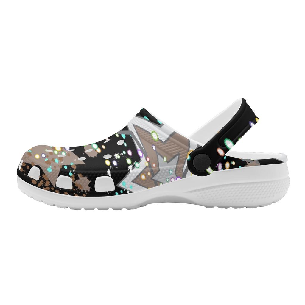 Women Men Color Print EVA Clogs Breathable Lightweight Slip On Garden Shoes for Beach Pool Bathroom Home Sandals Travel Wear