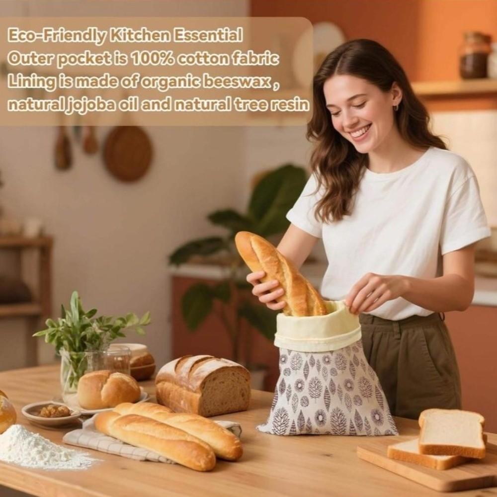 Новые многоразовые восковые мешки для хлеба Хлопчатобумажная ткань с восковым покрытием Мешки для хранения хлеба Застежка-замок 43*33 см Мешок для закваски Для использования в морозильной камере