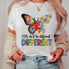 Its Okay To Be Different Autism Butterfly Shirt for Women Butterfly T-shirt Autism Acceptance Tshirt Short Sleeve Graphic Tops