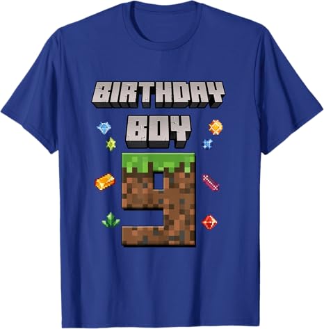 Its My 9th Birthday 9 Years Old Video Gamer Pixel Birthday Boy TShirt Level 9 Unlocked Game Controller Saying Tee Novelty Gift