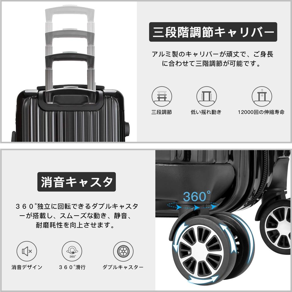 Carry Carry Ultra Double 360 Degree TSA Zipper Business Trip Size [VARNIC] Suitcase, Bag, Case, Carry-on, Lightweight, Large, Quiet, Casters,