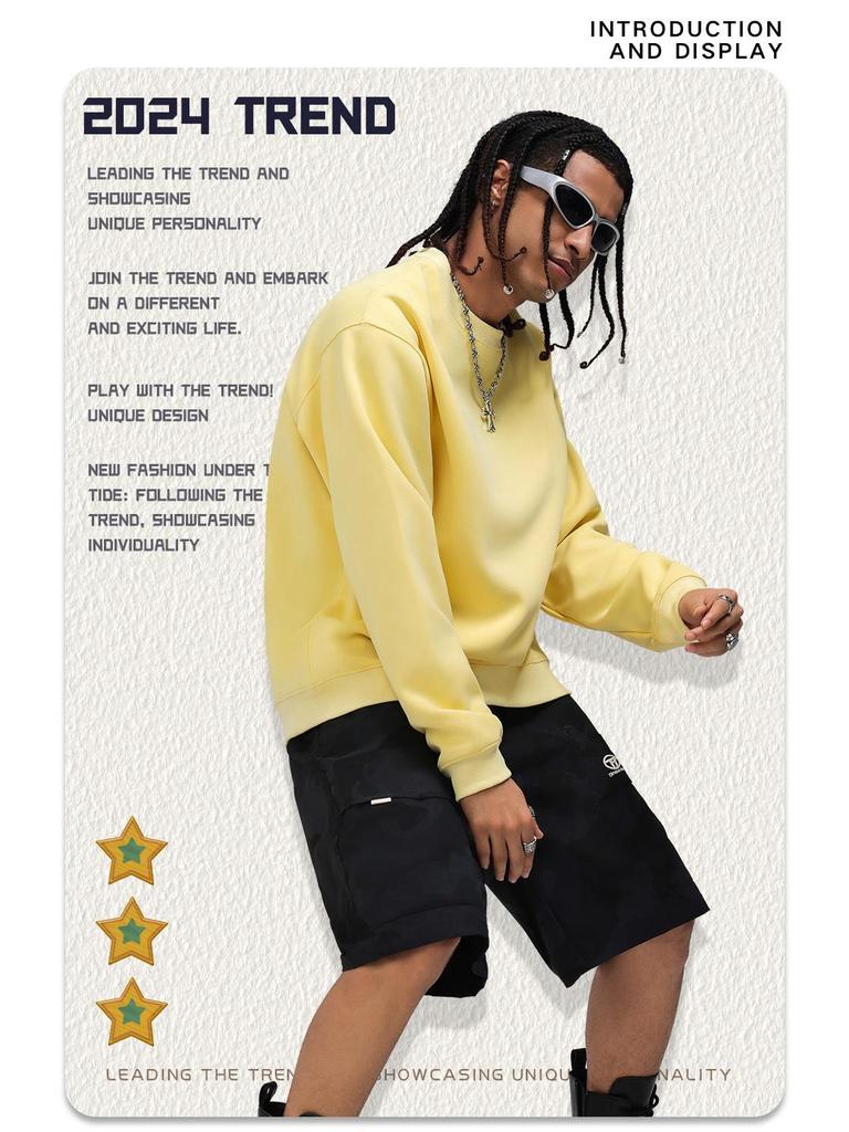 330G Heavyweight Men's Casual Loose Hoodie - Solid Color American Trend, Autumn/Winter Collection