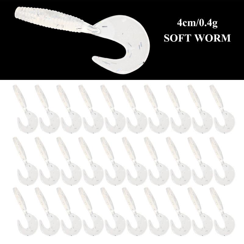 Рыболовный набор с мягкой приманкой и спиральным хвостом 4 см, грузилом и крючками