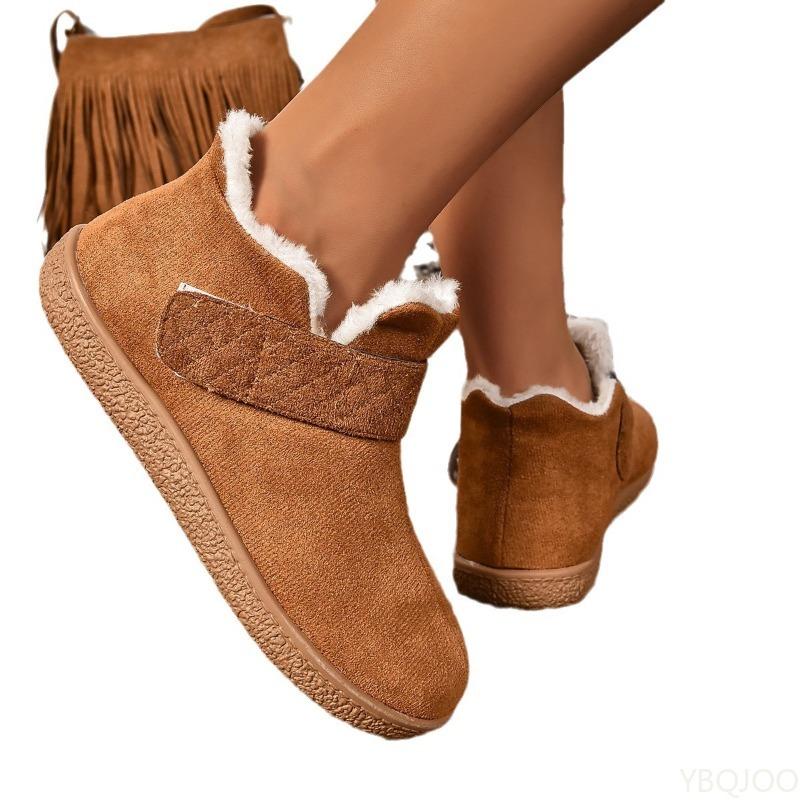 Повседневные удобные балетки теплые модные универсальные зимние ботинки женские новые минималистичные однотонные с круглым носком хлопковые туфли