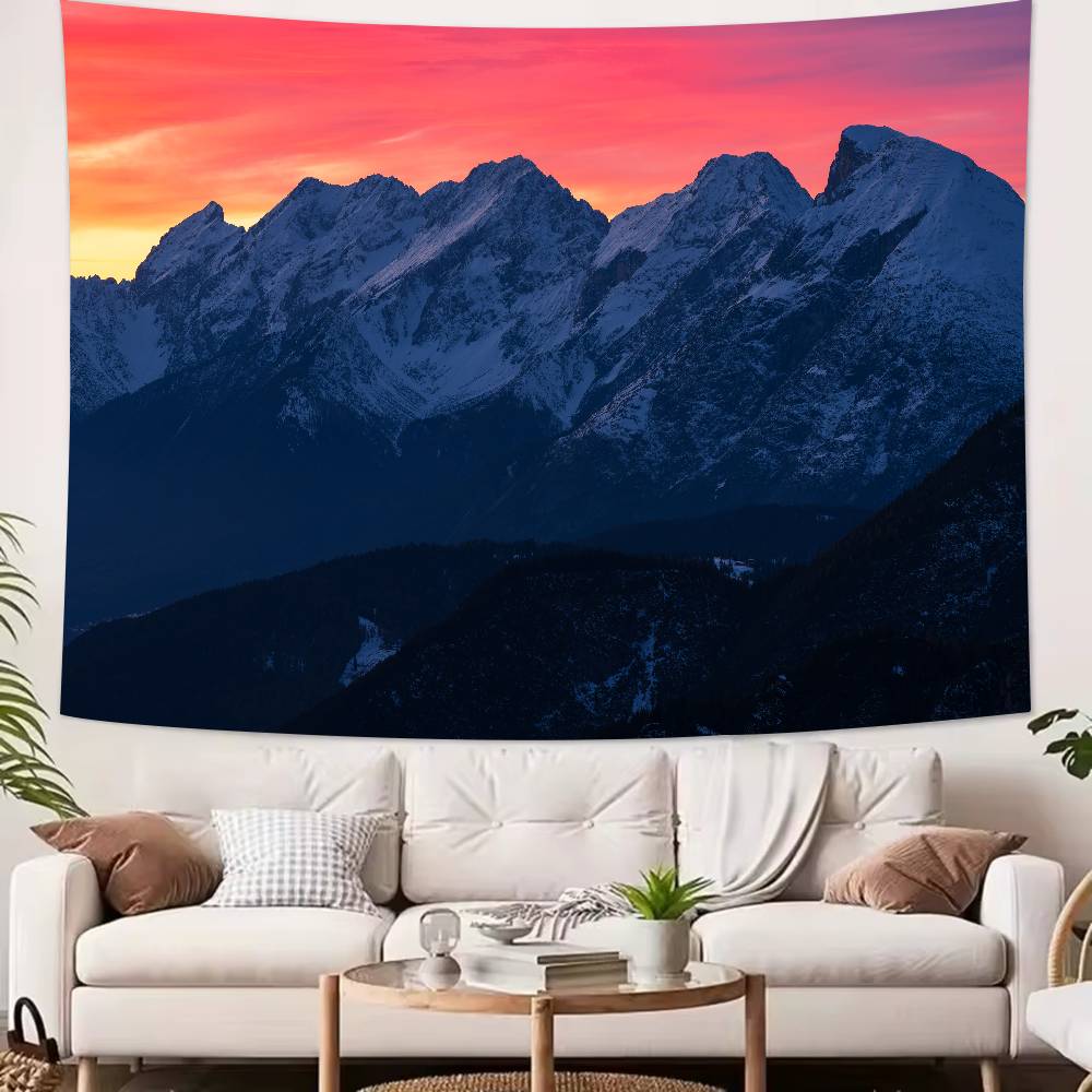 Beautiful Snowcapped mountains at sunset Mountains Tapestry Decoration Bedroom Dormitory Background Cloth Room Club Tapestry