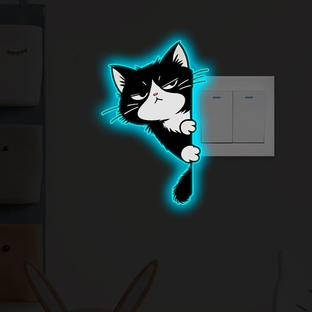 Self-Adhesive Cat Luminous Stickers Decorations Cat Switch Sticker Entrance Decoration