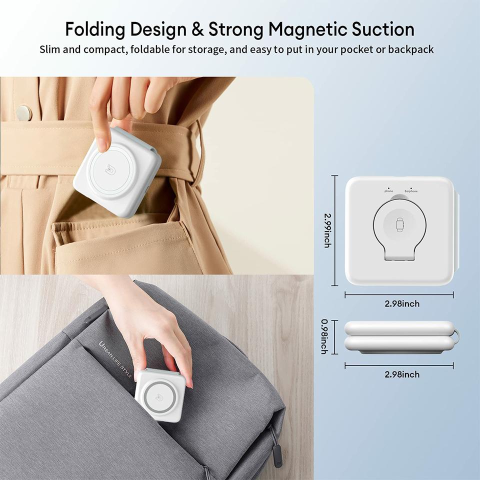 W-126 3 In 1 Wireless Magnetic Charging Station Phone Charging Pad Foldable Watch Earphone Charger