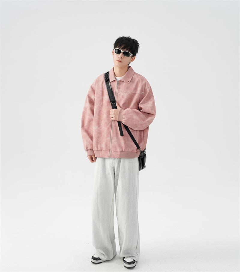 Унисекс Американская Ретро Куртка Maelard: Весенне-осеннее кожаное пальто мотоциклетного стиля с отложным воротником и заклепками.