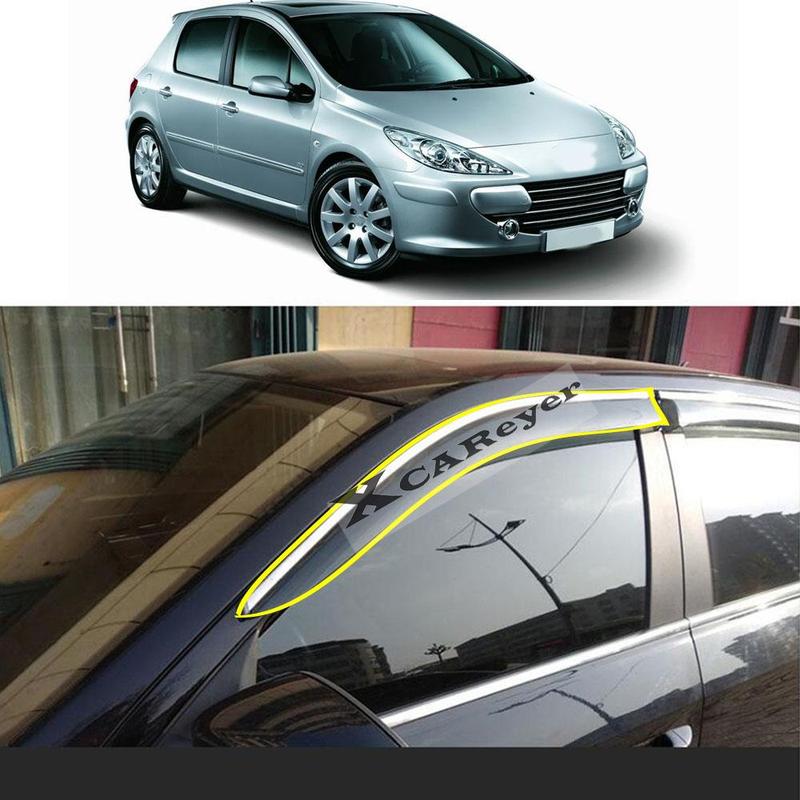 For Peugeot 307 Hatchback 2004 2005 2006 2007-2010 2011-2013 Car Sticker Plastic Window Glass Wind Visor Rain/Sun Guard Vent