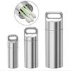 304 Stainless Steel Waterproof Mini Sealed Can Pill Portable Container Sealed Can Small Tool Parts Storage Bottle With Keychain