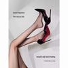 Women's Black Stiletto Heels with Side Cutout, Sexy Red Bottoms, Comfortable for Night Wear - 2025 Autumn/Winter Collection