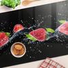 Glass Kitchen Serving Board with Strawberries and Water Graphic 80x52 cm