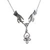Оригинальный дизайн Серебристый цвет Обе руки Полый кельтский узел Кулон-ожерелье для женщин Хэллоуин Вечеринка Готическая ведьма Украшения