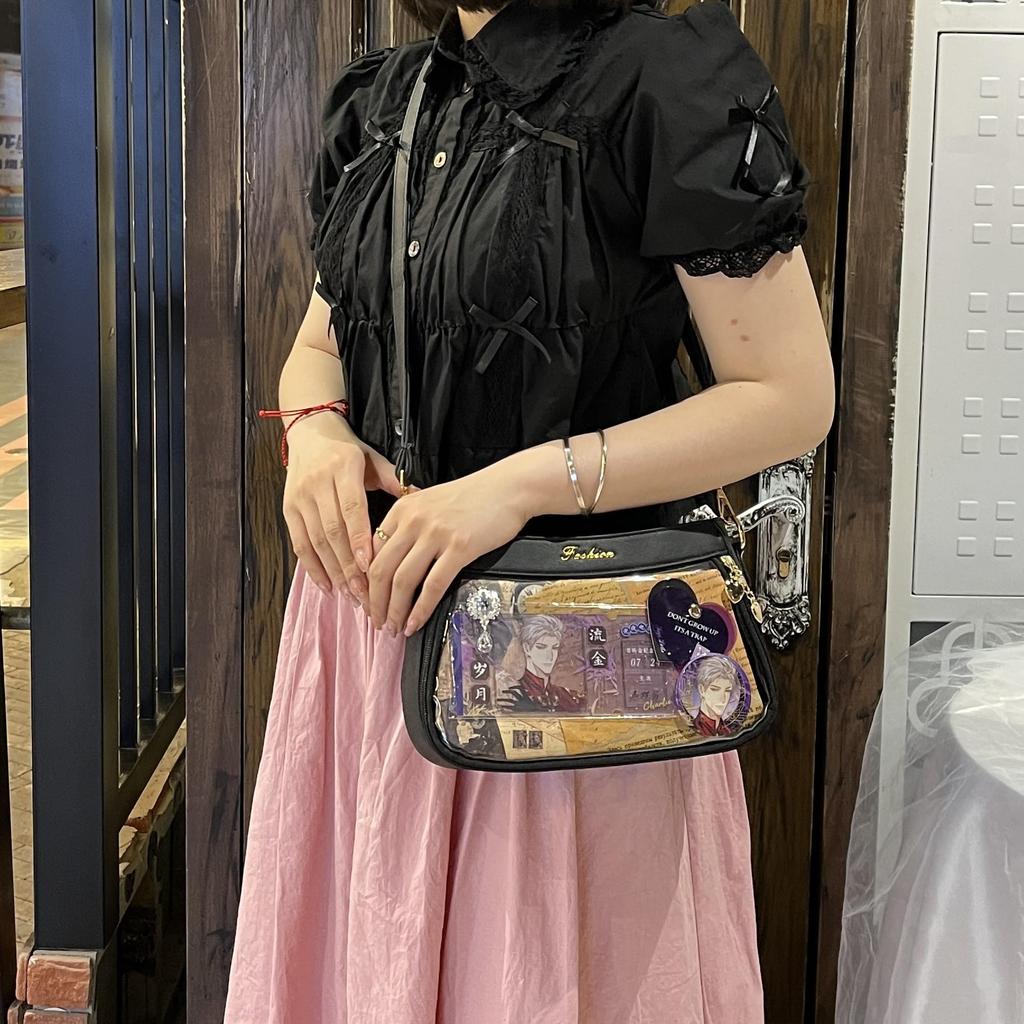 Ита-бэг через плечо Маленький ита-бэг Ита-бэг для взрослых Сумка для ошикацу Ита-бэг мини Сумка через плечо Сумка-тоут Черный Белый Кожаный стиль Стильный Милый Ошикацу