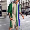Летний модный трендовый мужской костюм с 3D принтом в полоску, спортивный костюм для бега, футболки с короткими рукавами, комплект уличной одежды для мужчин