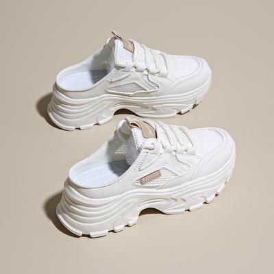 Модные женские сетчатые мюли на танкетке CRLAYDK, модные слипоны, летние удобные лоферы, повседневные туфли без задника для отдыха и ходьбы