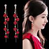 Серьги-цветы розы Корейская версия легкая роскошь длинные серьги-кисточки популярные универсальные серьги для женщин