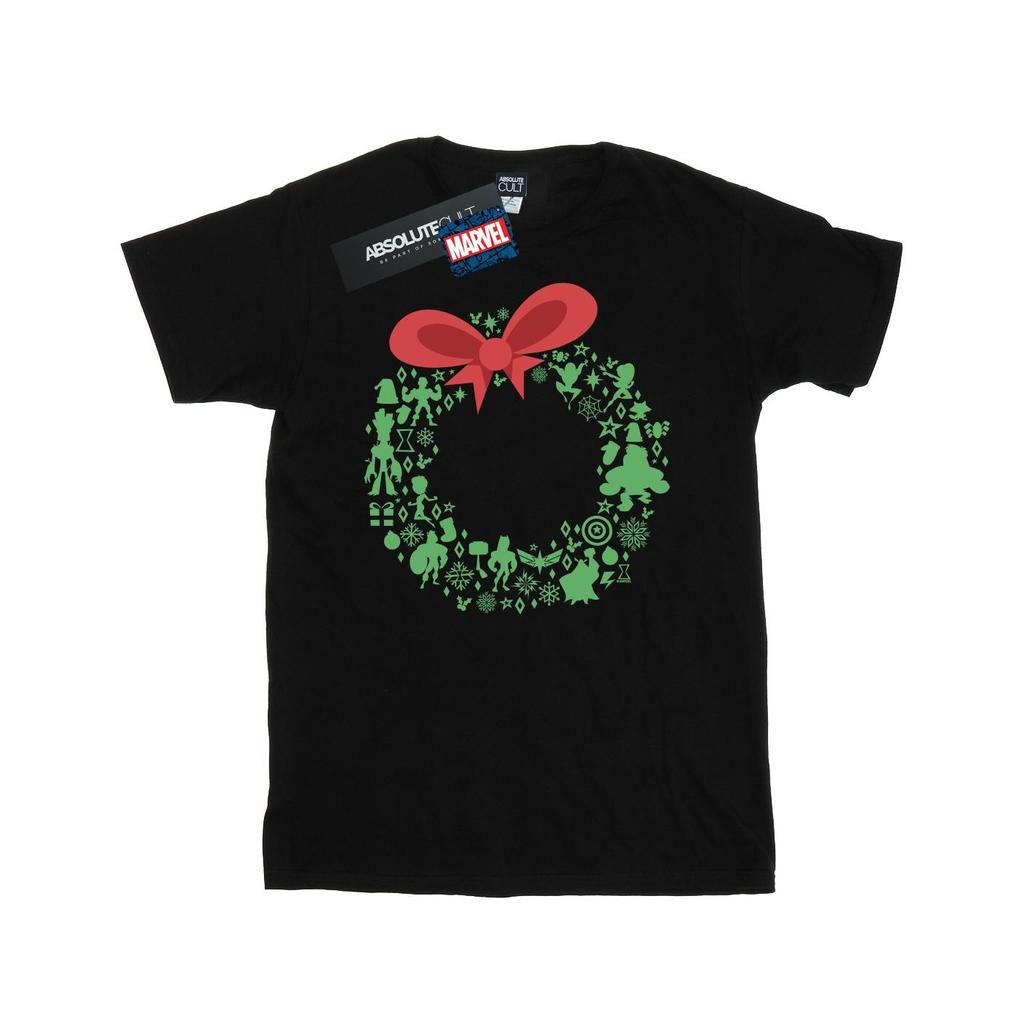 Marvel Mens Avengers Christmas Wreath T-Shirt