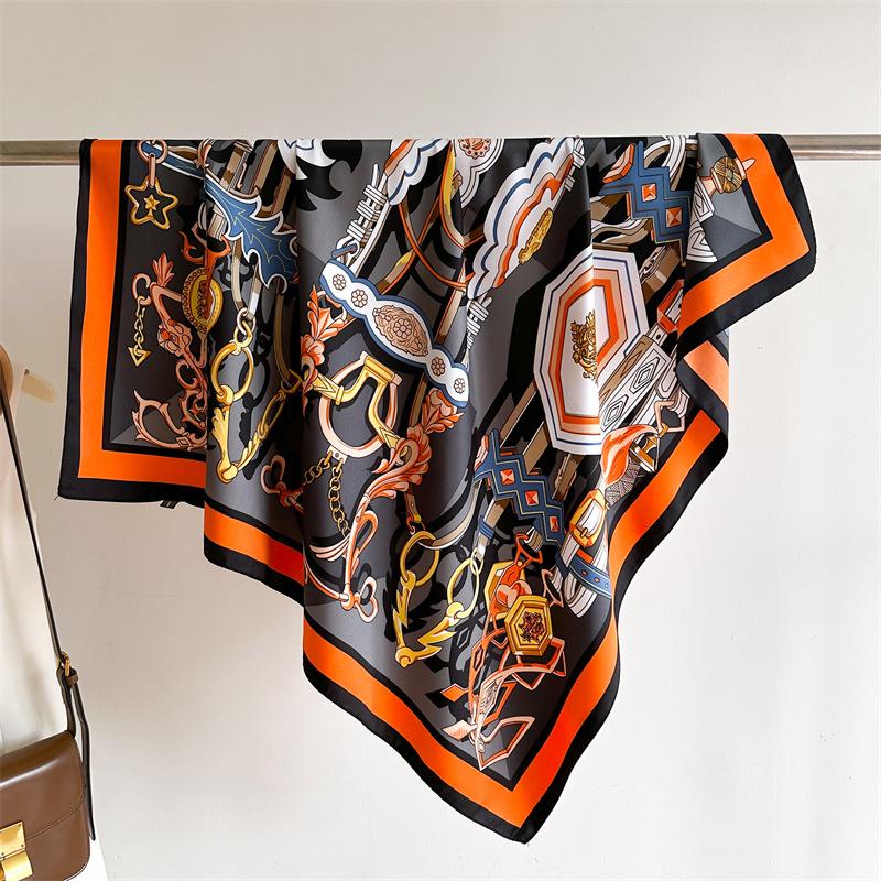 Роскошный бренд 90*90 см универсальный шелковый шарф женский шаль принт мягкий палантин квадратная бандана платок кашне хиджаб накидка