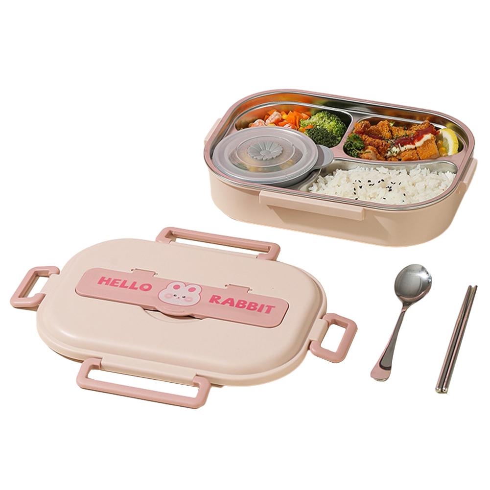Stainless Steel Bento Box Microwave Safe 850/1500ml Leakproof Sealed Food Container Easy To Clean Rabbit 2/4/5 Grids for Lunch