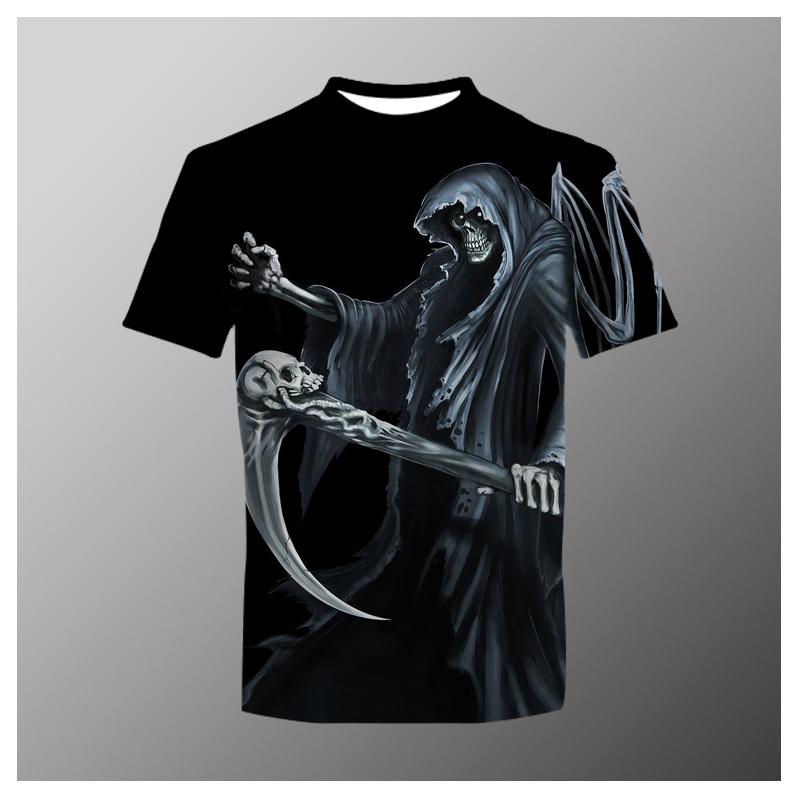 Summer Horror Skull 3D Print Men's T-Shirt Loose O-Neck Short Sleeve Skull Street Rock Hip Hop Top and T-shirt Men's Clothing 6XL