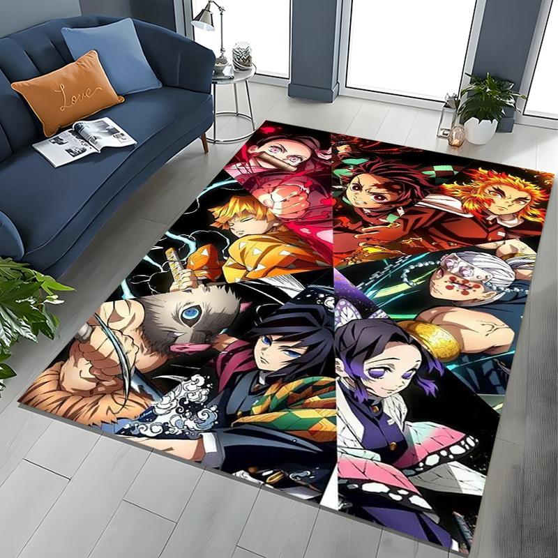 2026 New Retro D-Demon-Slayer Cartoon Gift Rug for Bedroom Living Room Sofa Home Doormat Decor , Kids Play Non-slip Floor Mat